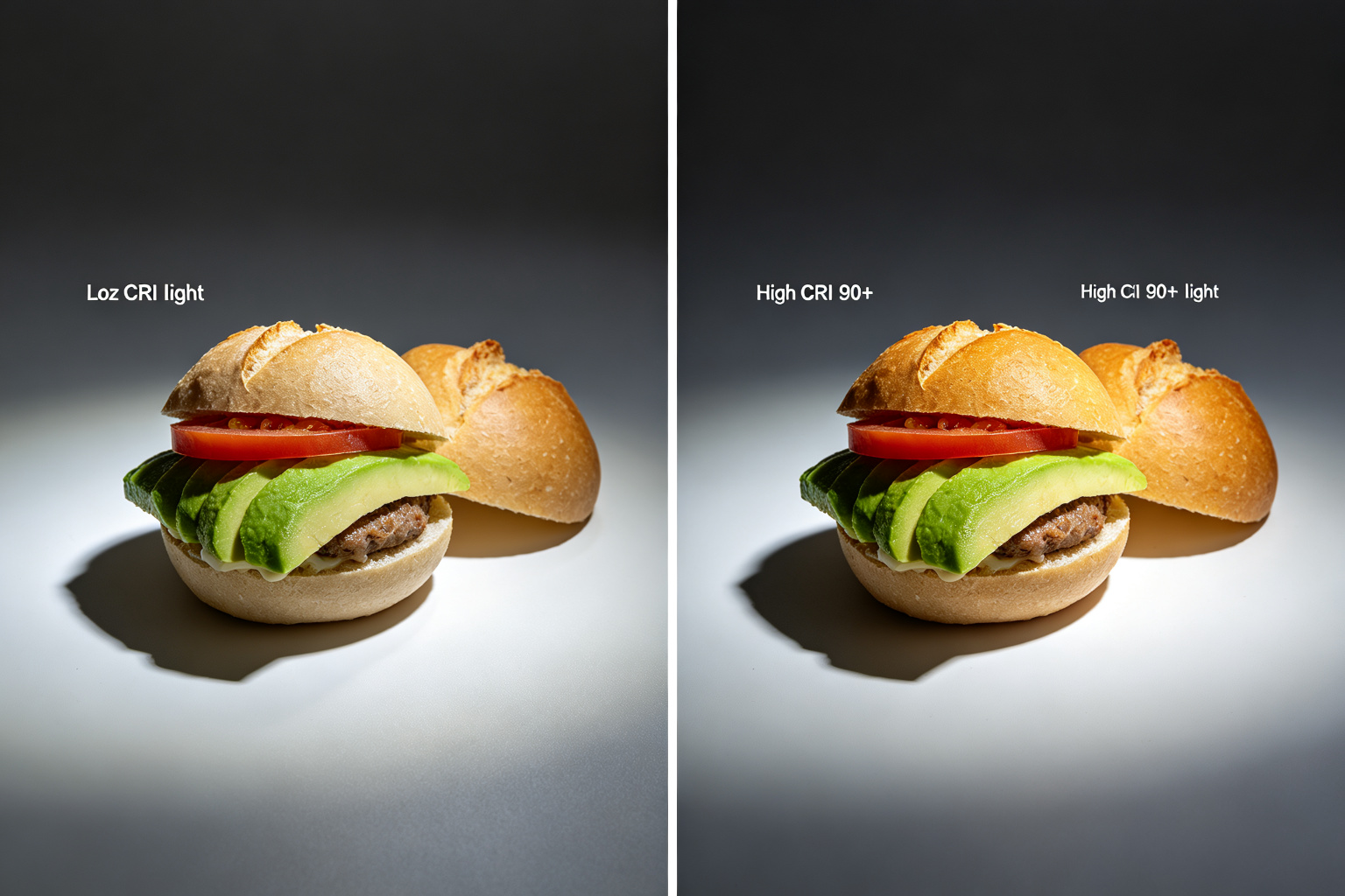 Low CRI vs high CRI color rendering comparison