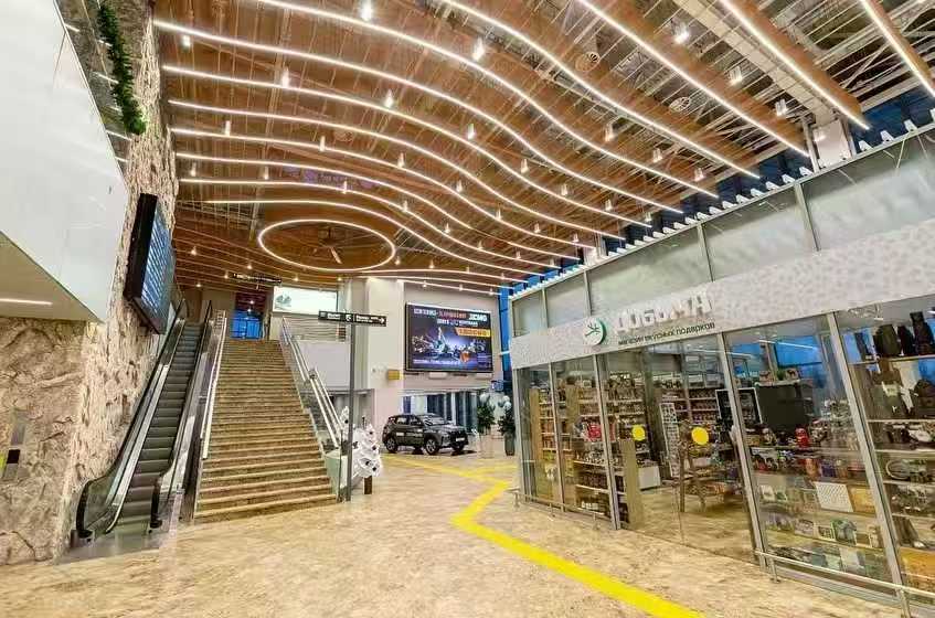 LED linear lights installed in airport terminal