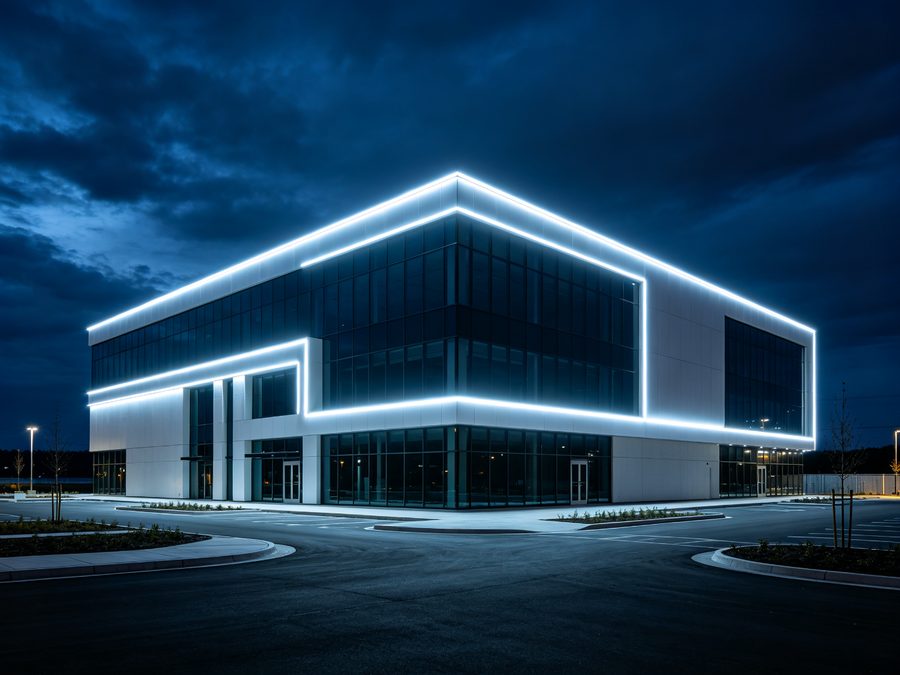 Building facade outline with LED neon flex