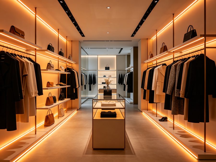 Retail display lighting with LED neon flex