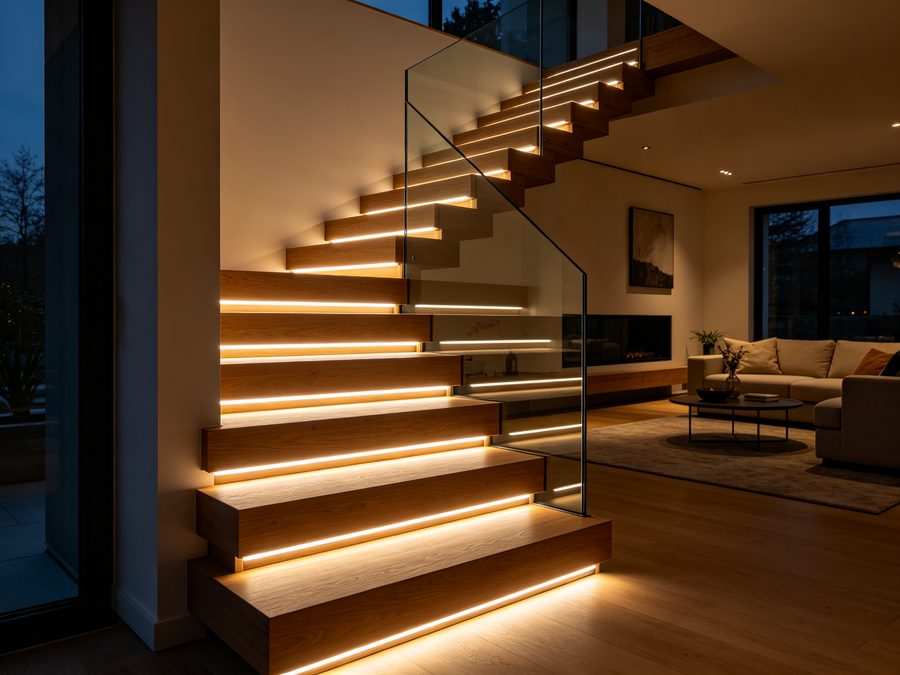 Stair lighting with LED neon flex