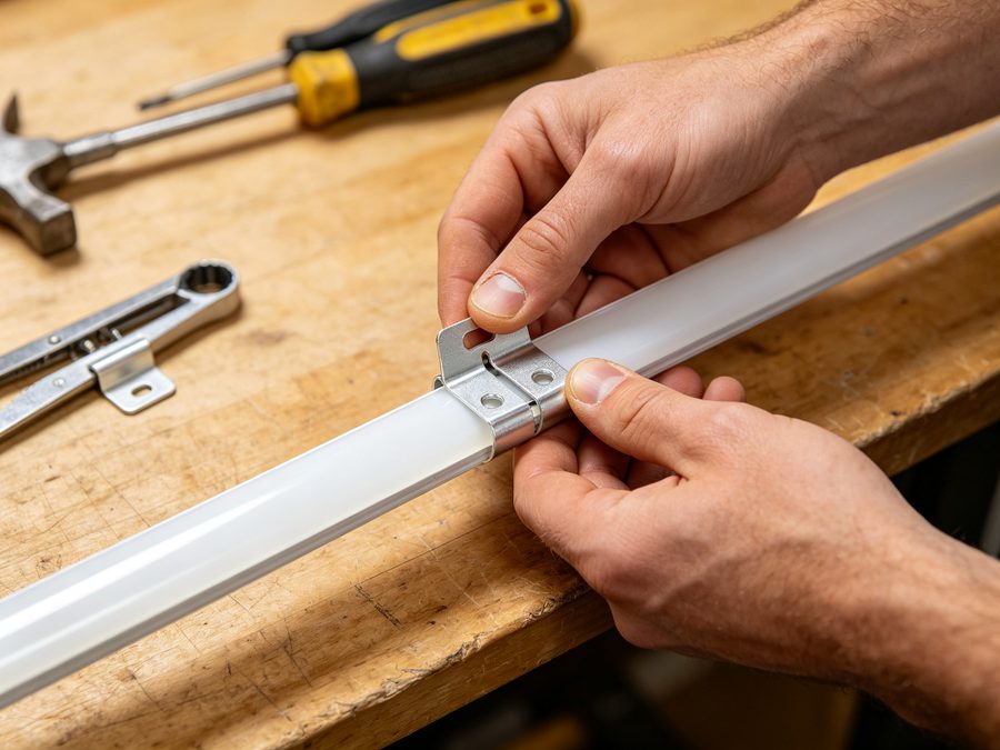 Attach mounting clips to LED neon flex