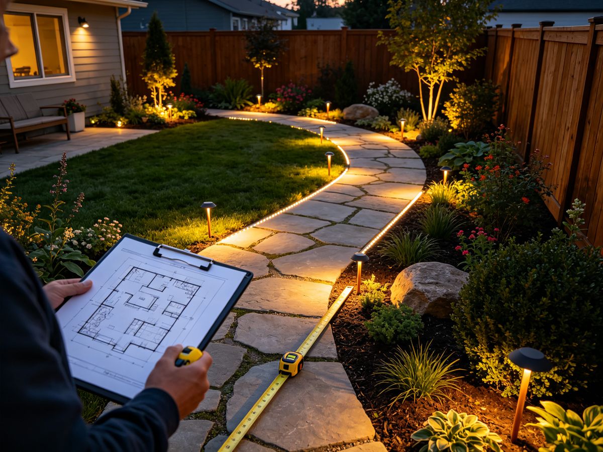 Garden lighting layout planning &mdash; measure zones and calculate power load before you buy.