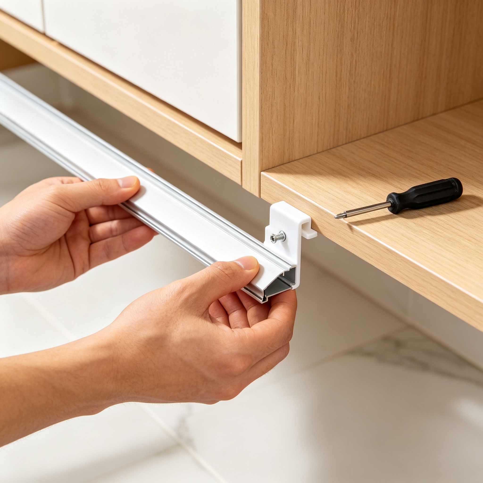 Installing LED aluminum channel with mounting clip