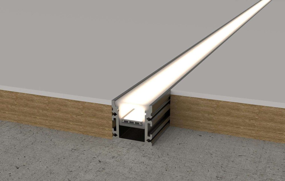 Recessed waterproof LED aluminum profile installation section at floor level
