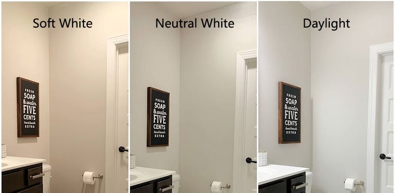 Soft White, Neutral White and Daylight for bathrooms