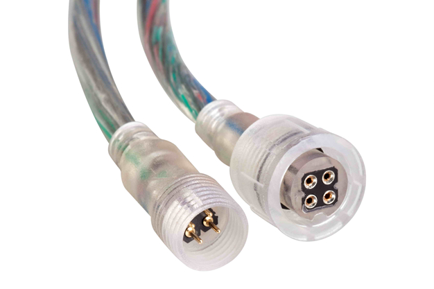Clear inline waterproof LED strip connector for sealed extensions