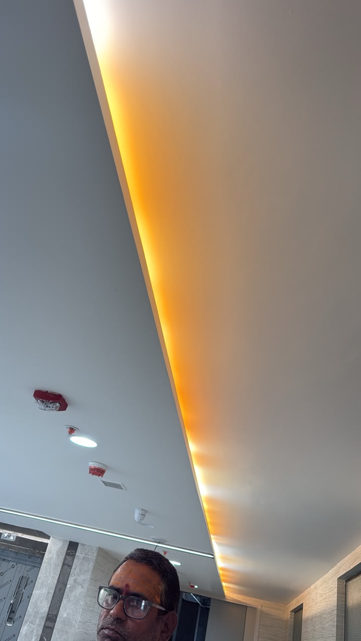 LED strip light installed in a ceiling during renovation